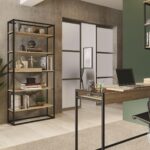 Stylish Noa Oak & Black Metal Bookcase – 5 Shelves, Modern Design