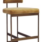 Baylor Camel Velvet Counter Stool – Bronze Finish & Modern Design