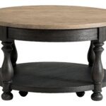 Barrington Two-Tone Antique Oak and Black Round Cocktail Table