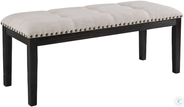 Bradley Dark Walnut Upholstered Bench with Button Tufting and Nailhead Trim1
