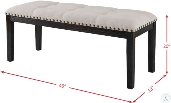 Bradley Dark Walnut Upholstered Bench with Button Tufting and Nailhead Trim3