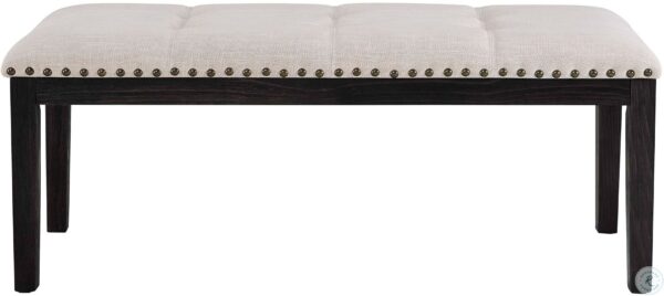 Bradley Dark Walnut Upholstered Bench with Button Tufting and Nailhead Trim4