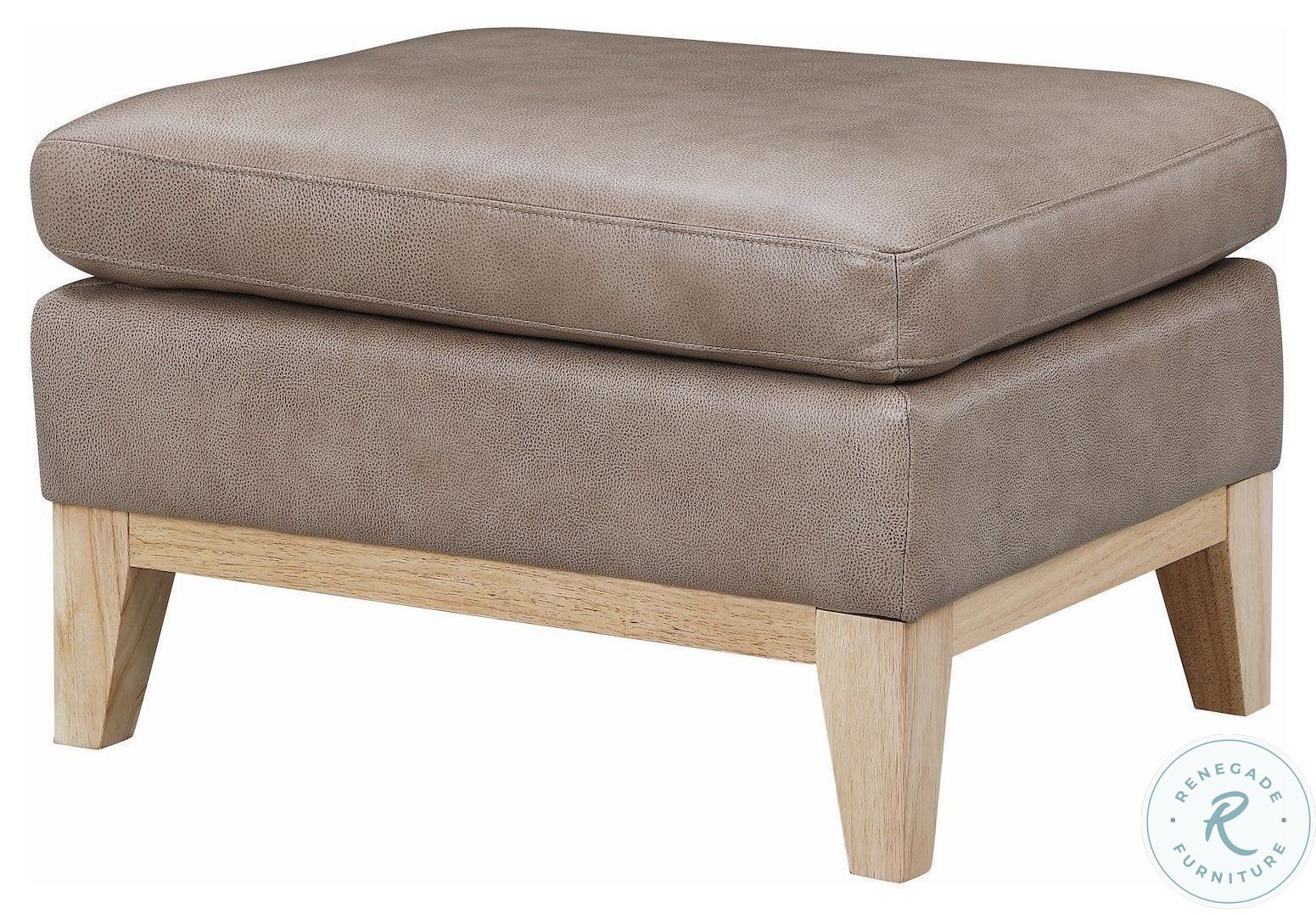 Camina Sandy Brown Leather Ottoman by Bellavita Leather