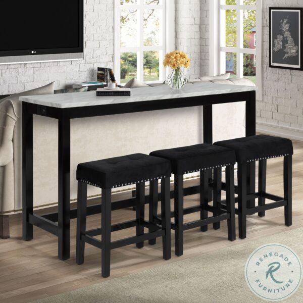 Celeste Espresso 4 Piece Theater Bar Table Set With Black Stools1 scaled