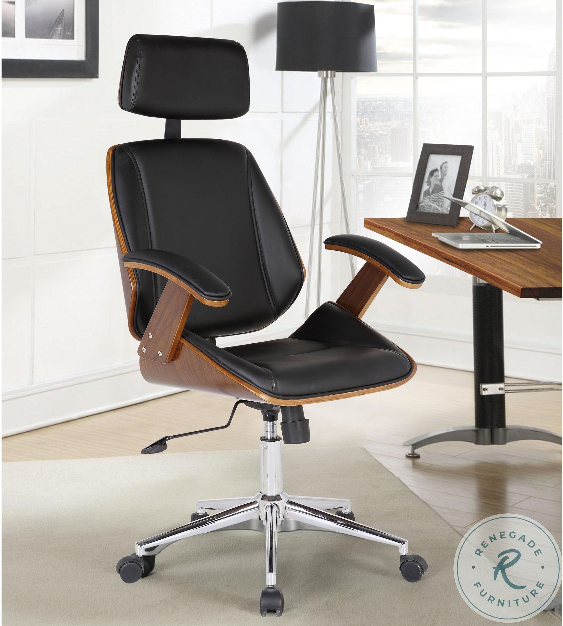 Century Black Faux Leather Adjustable Office Chair2