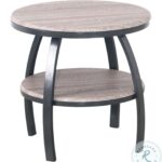 Curtis Round End Table with Open Shelving and Metal Legs
