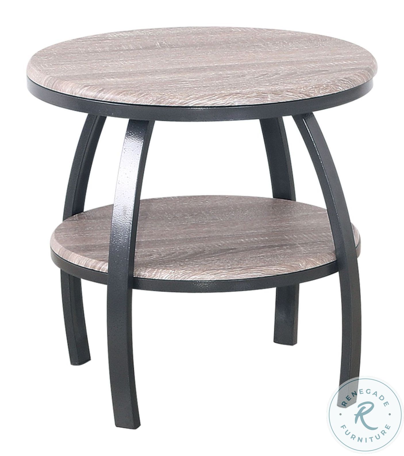 Curtis Round End Table with Open Shelving and Metal Legs
