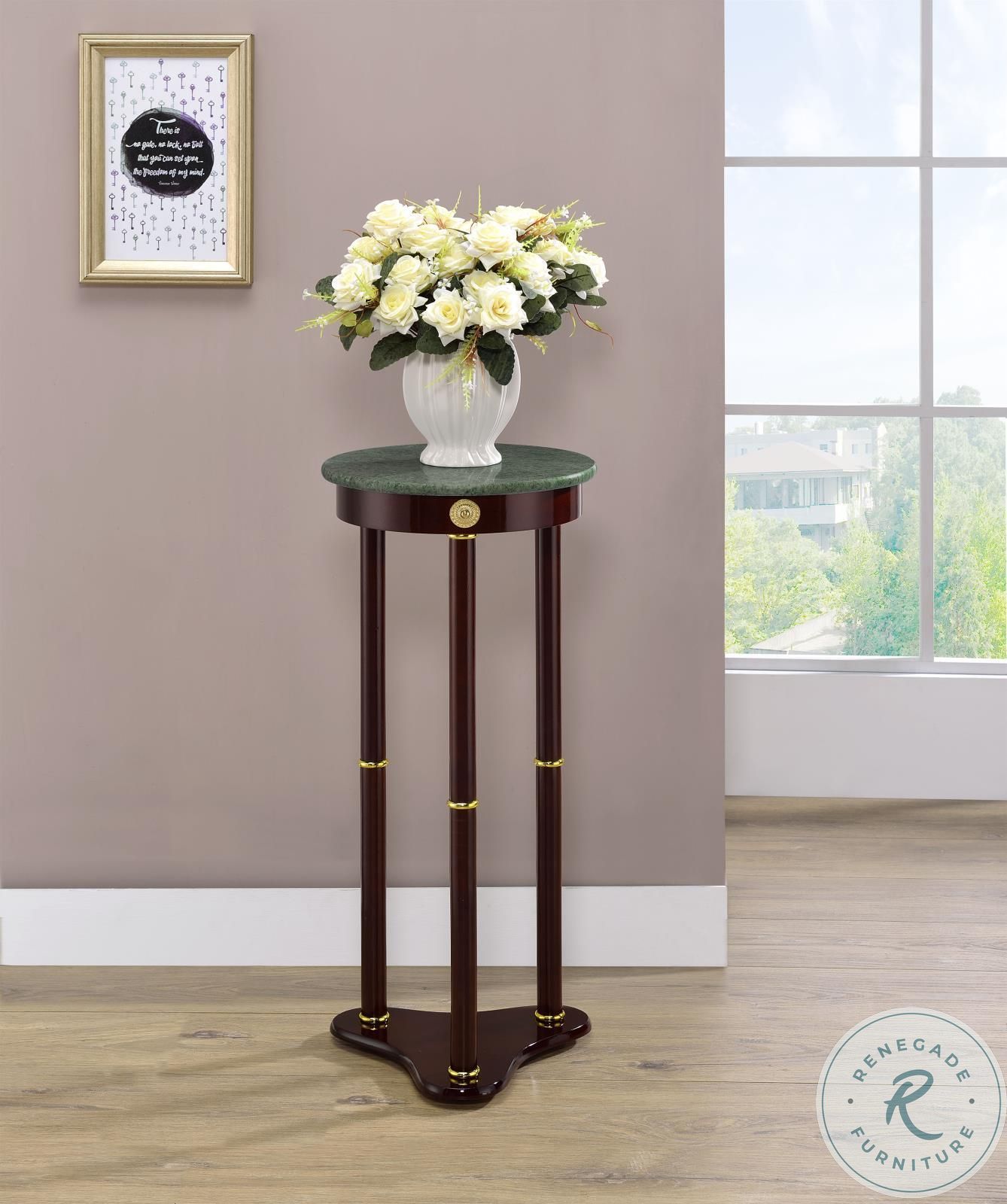 Edie Merlot Round Marble Top Accent Table2