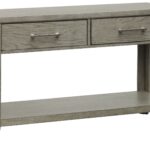 Modern Essex Dove Gray Sofa Table with Drawers & Shelf