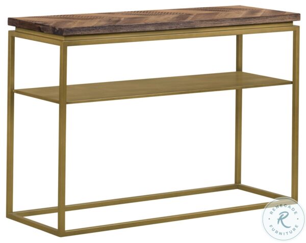 Faye Rustic Brown And Antique Brass Console Table1
