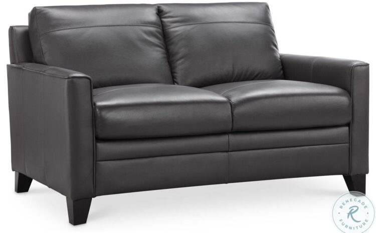 Flexton Charcoal Leather Loveseat1