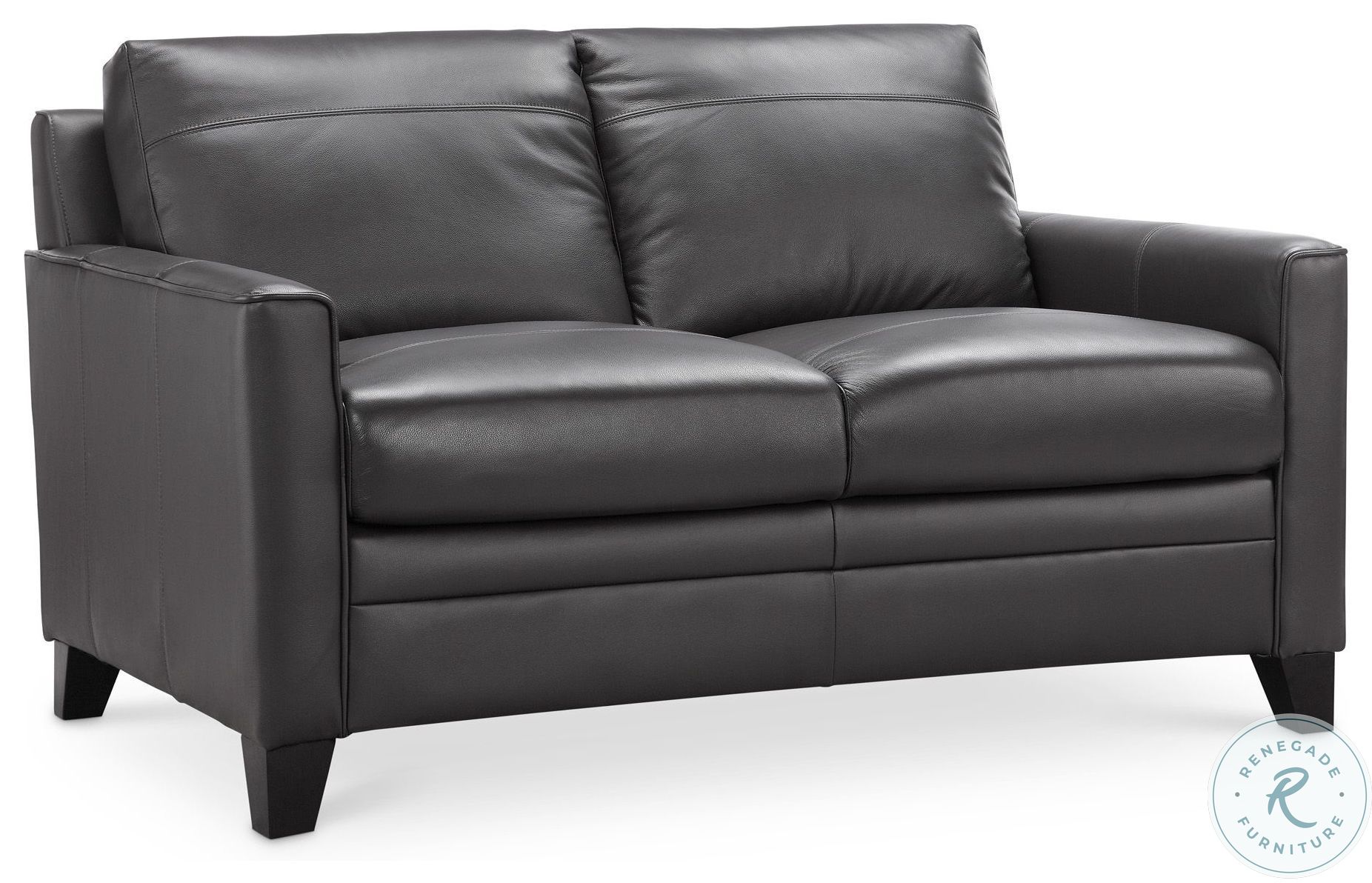 Flexton Charcoal Leather Loveseat by Bellavita Leather