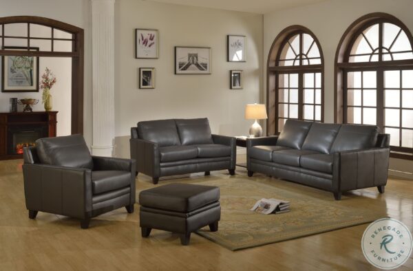 Flexton Charcoal Leather Loveseat2 scaled