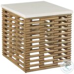 Hidden Treasures White and Brown Rattan Rectangular End Table