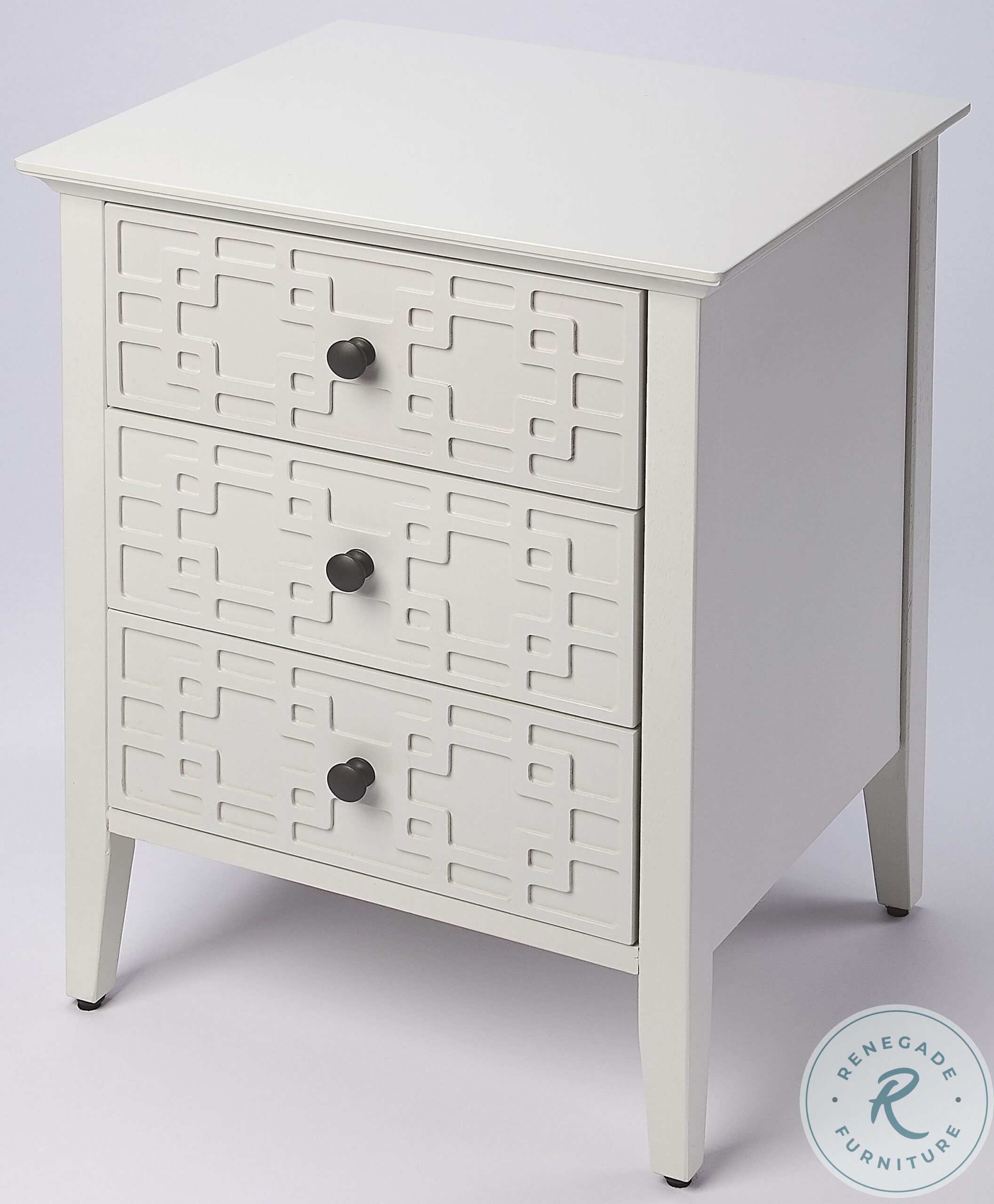 Kinsley Collection 3-Drawer Accent Chest in Glossy White