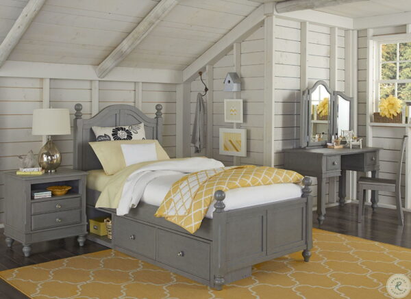 Lake House Stone Payton Twin Arch Poster Bed With Two Storage Units3