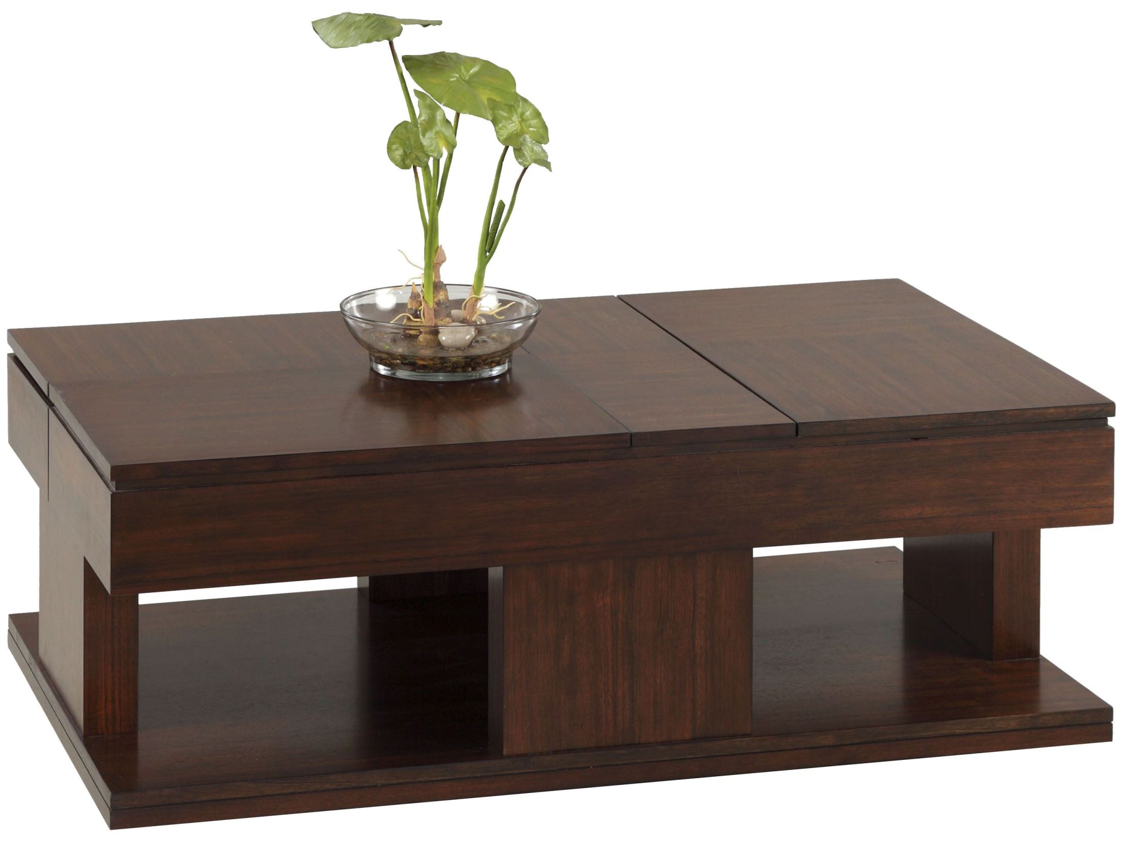 Le Mans Collection Contemporary Mozambique Veneer Cocktail Table with Double Lift