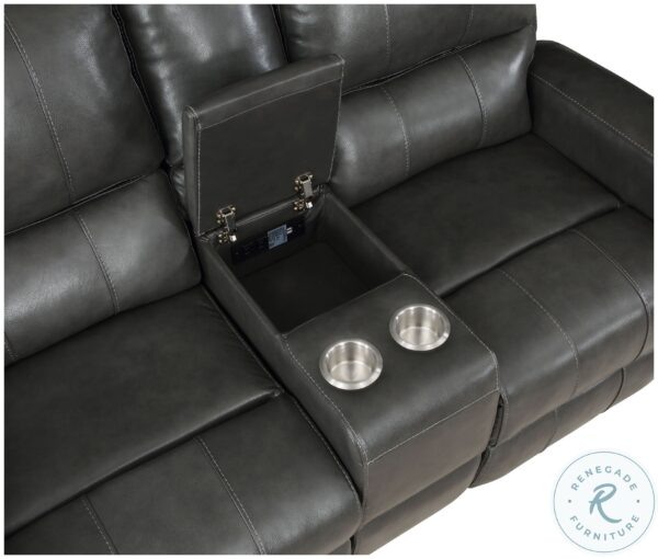 Linton Gray Leather Power Reclining Sofa Set with USB8 scaled