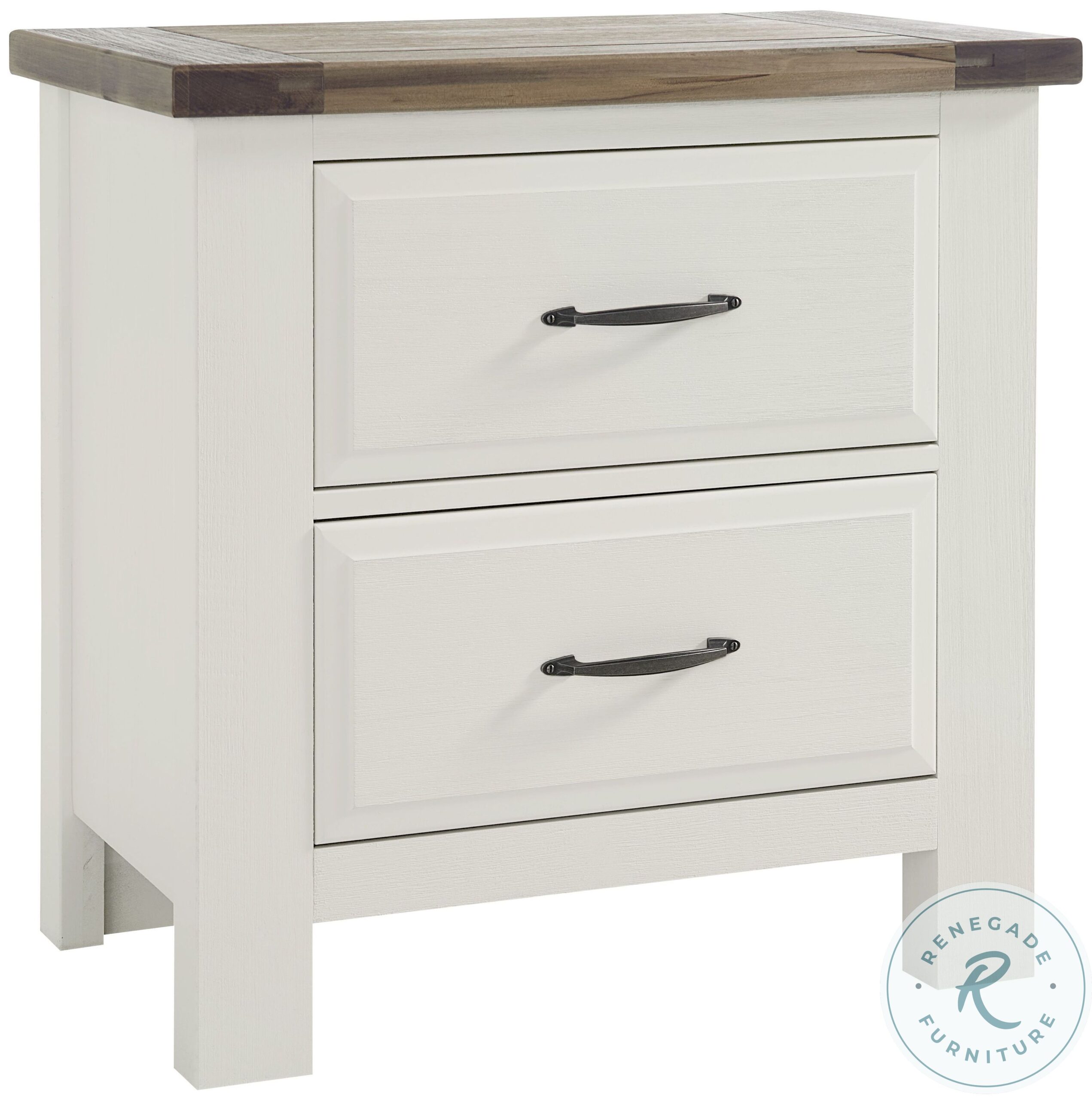 Maple Road Soft White and Natural Top 2 Drawer Nightstand1 scaled