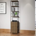 Clark Walnut & Black Door Bookcase – Modern Storage Solution