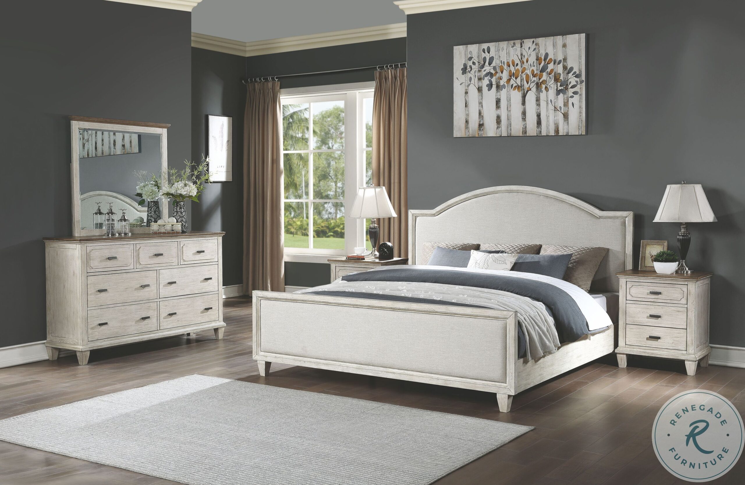 Newport Off Whites Upholstered Panel Bedroom Set