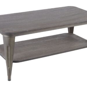 Oregon Antique Metal and Espresso Wood Coffee Table