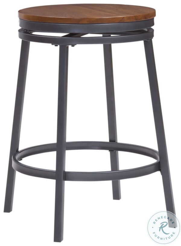 P1 101 Slate Grey And Golden Oak Round Pub Set with Backless Bar Stool6