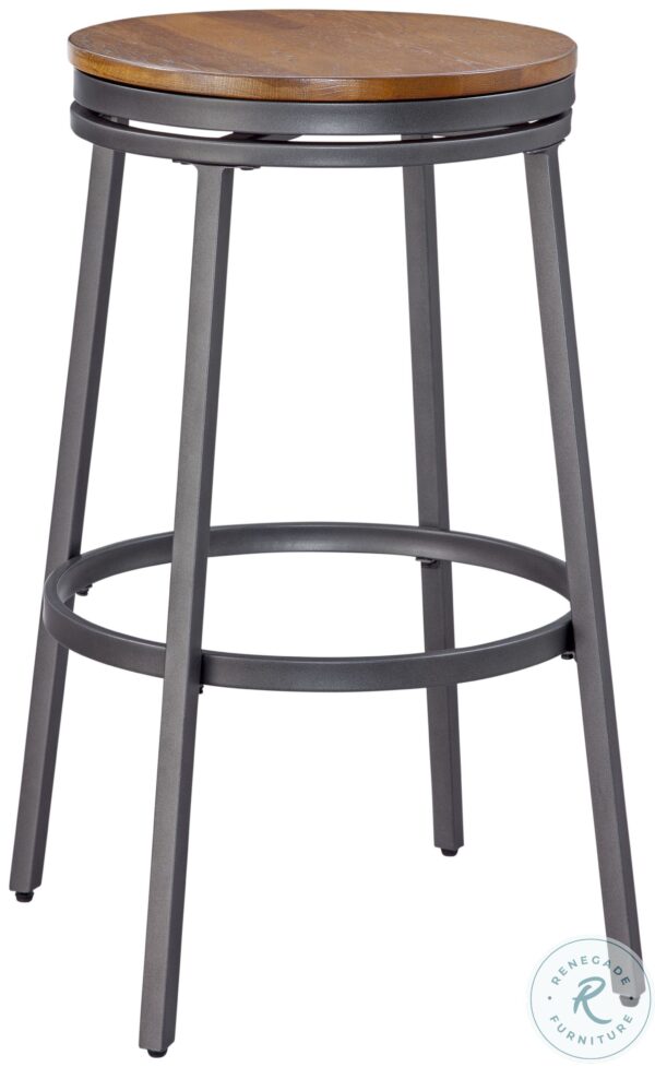P1 101 Slate Grey And Golden Oak Round Pub Set with Backless Bar Stool8 scaled