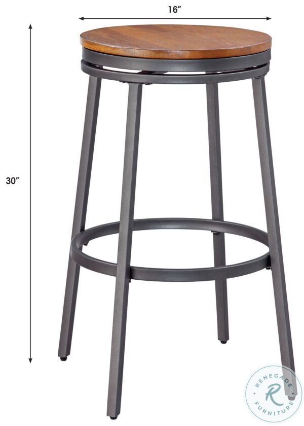 P1 101 Slate Grey And Golden Oak Round Pub Set with Backless Bar Stool9