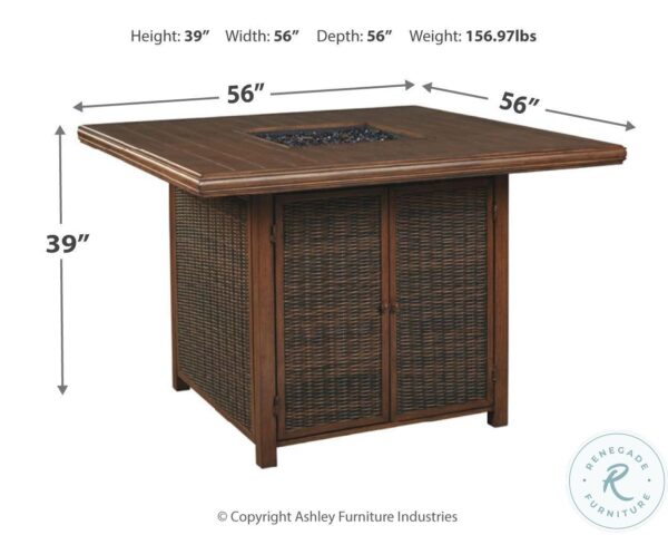 Paradise Trail Medium Brown Outdoor Square Bar Table with Fire Pit3 1