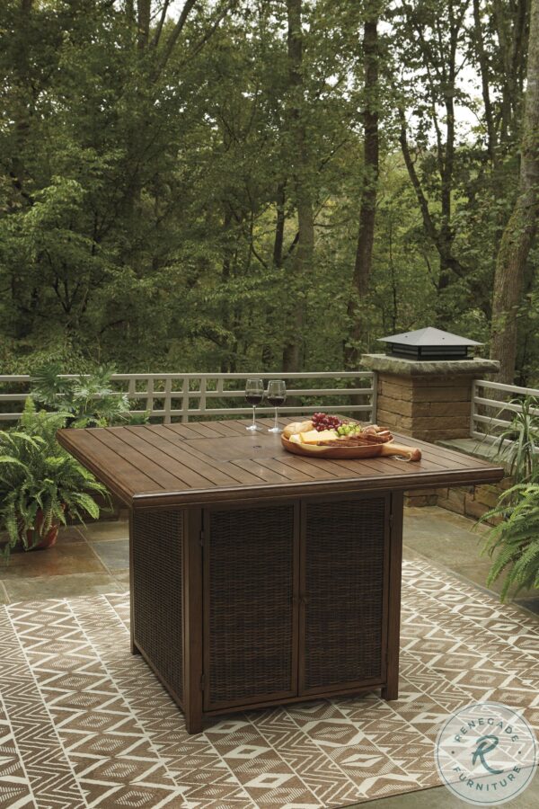 Paradise Trail Medium Brown Outdoor Square Bar Table with Fire Pit7 1 scaled
