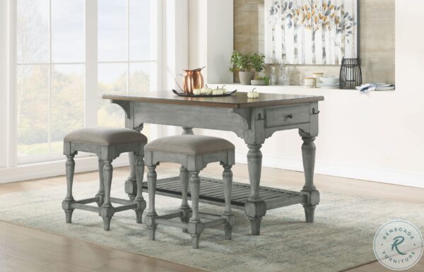 Plymouth Distressed Gray Wash Kitchen Island2 scaled