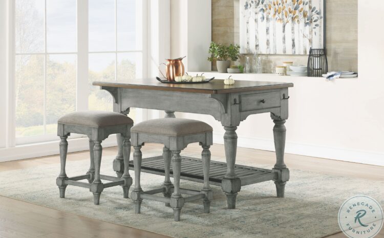 Plymouth Distressed Gray Wash Kitchen Island2