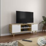 Procyon Modern Oak and White UV 56″ TV Stand – Stylish Storage