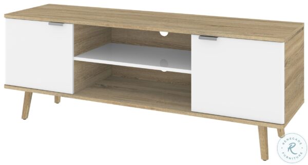 Procyon Modern Oak and White UV 56 TV Stand4 scaled