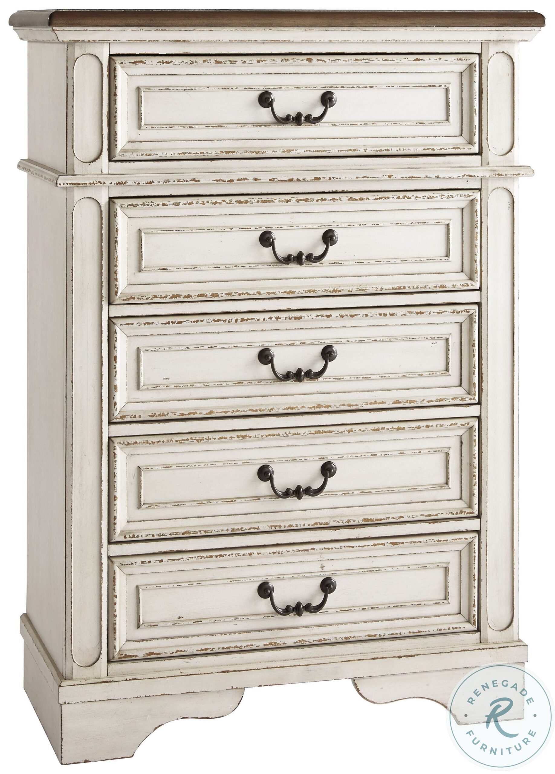 Realyn Chipped White Chest – Elegant Storage with Vintage Charm