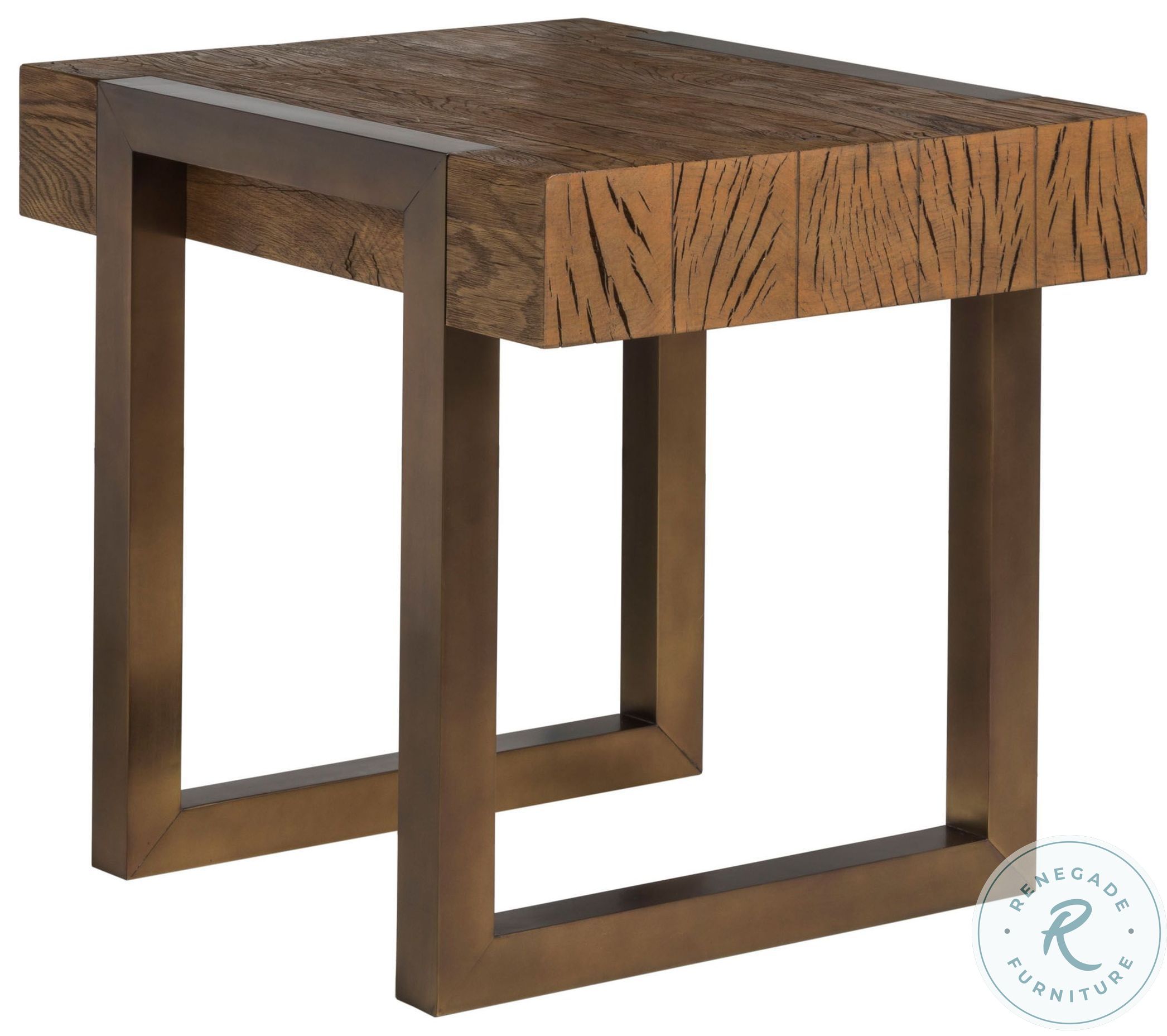 Modern Honey Brown and Bronze Canto End Table