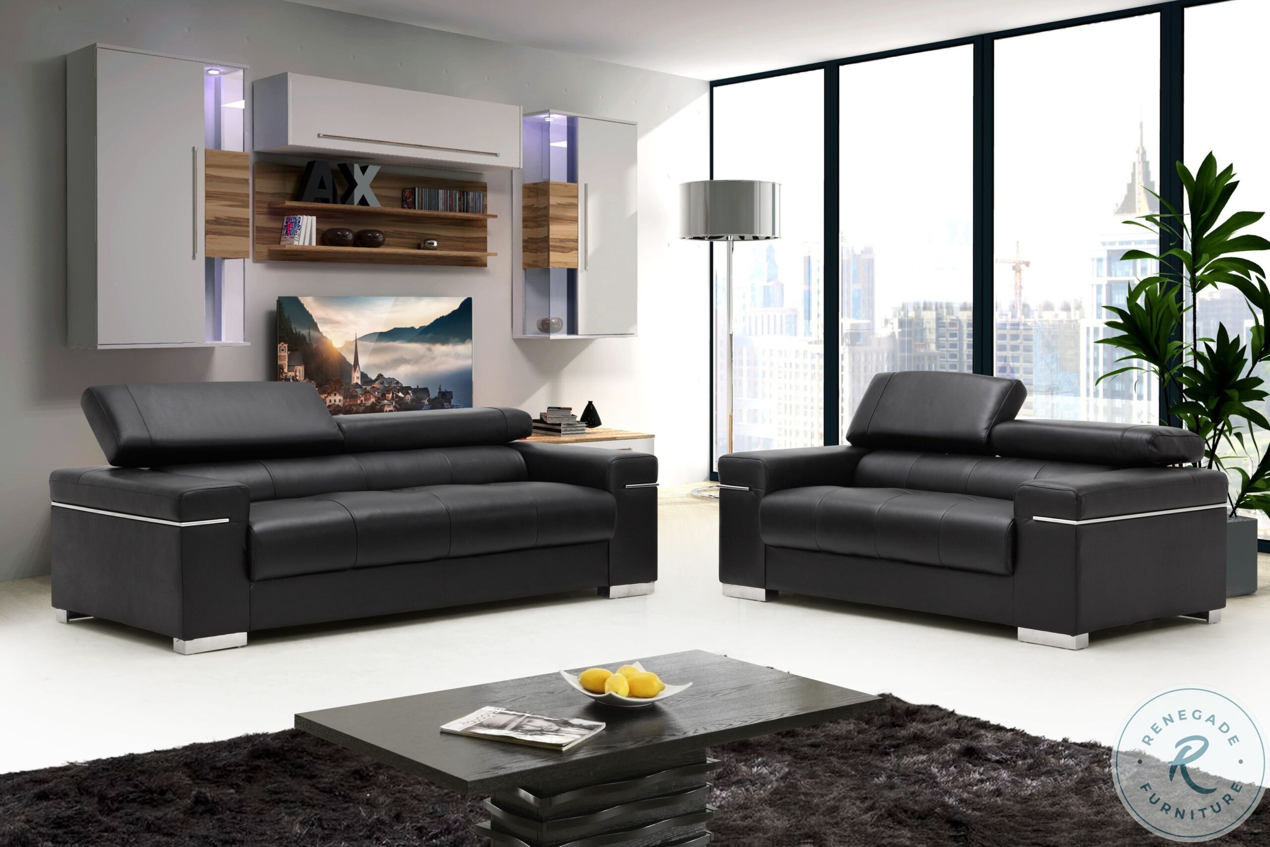 Soho Black Leather Sofa