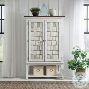 River Place White & Tobacco Bar Cabinet – Elegant & Functional