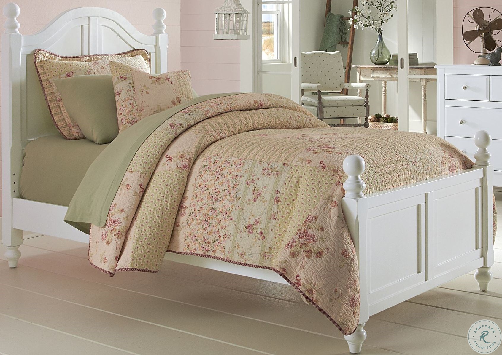 Lake House White Payton Twin Arch Poster Bed1