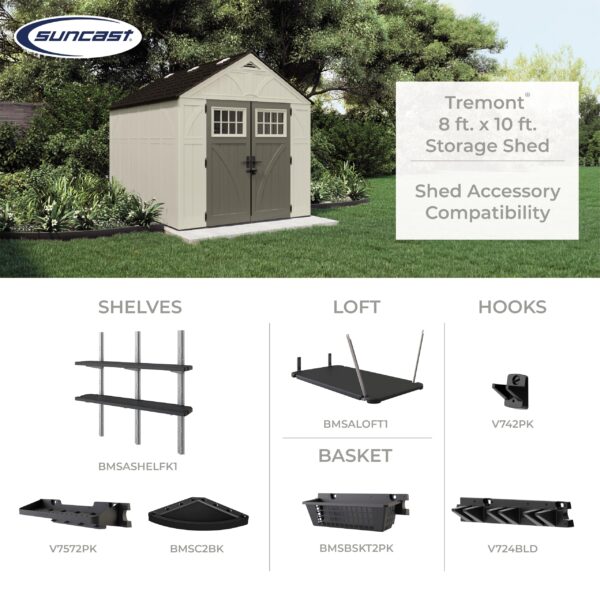 Suncast BMS8100 8′ x 10′ Tremont Storage Shed - Image 4